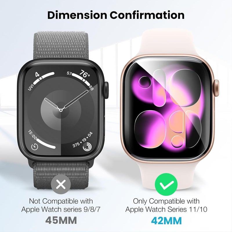 EGV 8 Pack for Apple Watch Series 11/10 42mm Screen Protector, [Upgrade] [Strong Asorption] Self-Healing TPU Material for iWatch 11/10 42mm Screen Protector, Anti-Scratch, Bubble-Free, HD Clear - Image 2